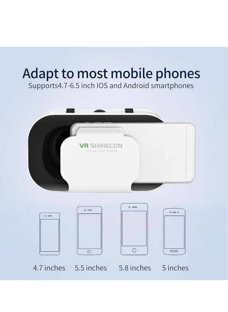 VR SHINECON VR glasses, virtual reality headphones compatible with iPhone and Android, adjustable 3D VR phone headphones, suitable for 4.7 to 6.5 inches, with controller, suitable for mobile games and movies  - Image 3