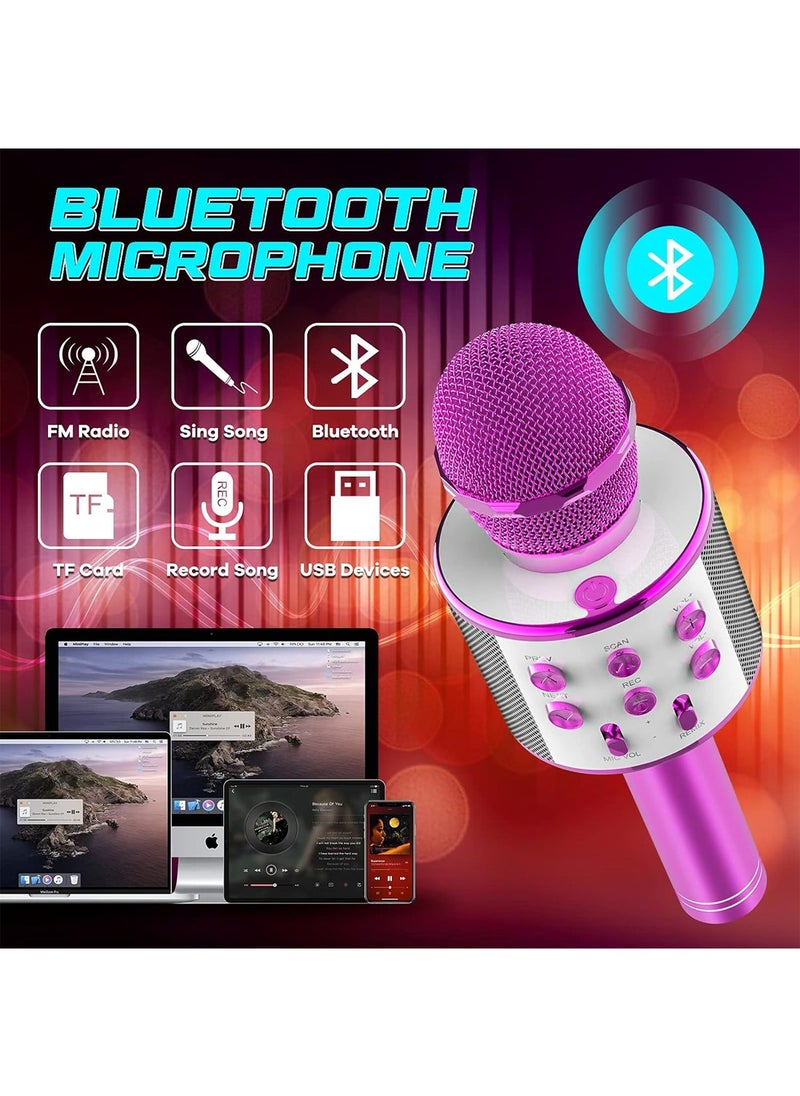 null - Present Microphone For Kid Toy Microphone Speaker Bluetooth Microphone Pink - Image 1