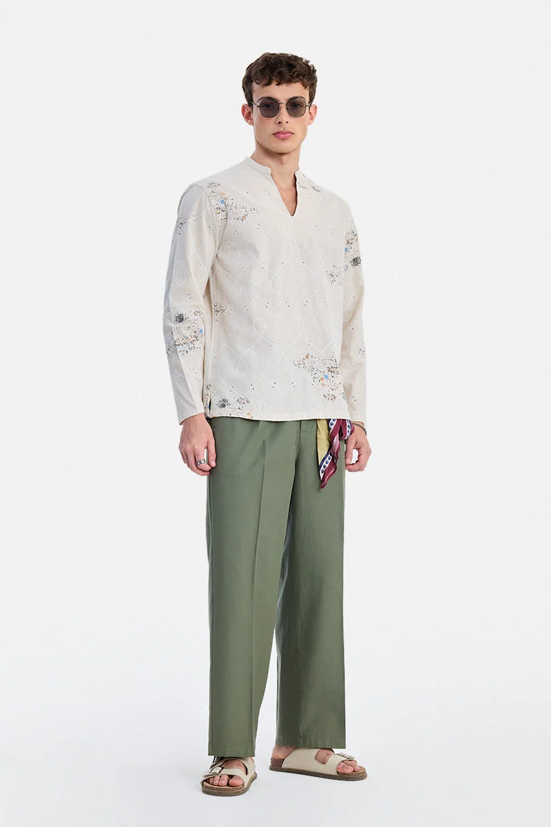 SNITCH Light Green Solid Relaxed Trousers
