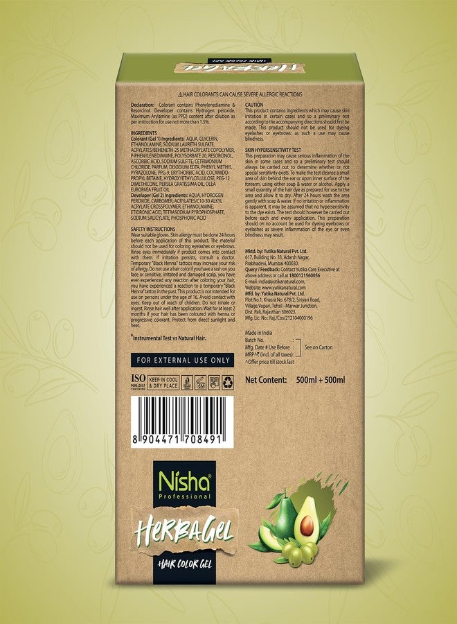Nisha Herba Gel Hair Colour Gel, Original Black 100ml + 100ml | No Ammonia, No Stain, Non-Drip Vegan Formula | Permanent Hair Colour & Hair Dye | 100% Grey Coverage & Long-Lasting Shine - Image 2