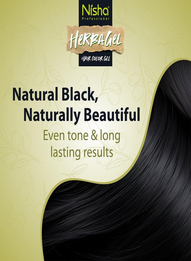 Nisha Herba Gel Hair Colour Gel, Original Black 100ml + 100ml | No Ammonia, No Stain, Non-Drip Vegan Formula | Permanent Hair Colour & Hair Dye | 100% Grey Coverage & Long-Lasting Shine - Image 5