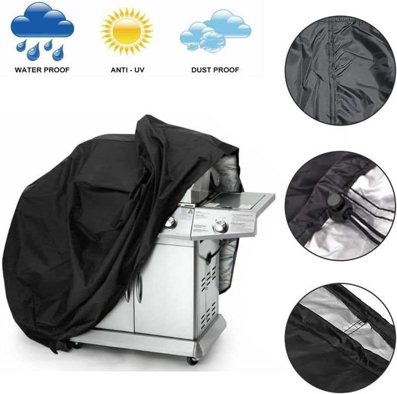 Aputue Grill Cover, Patio Barbecue Grill Cover for Char Broil, 210D Oxford Gas Barbecue Cover for Outdoor and Indoor Dustproof Storage, Gas Smoker Cover with Adjustable Drawstring for Most Grills - Image 2