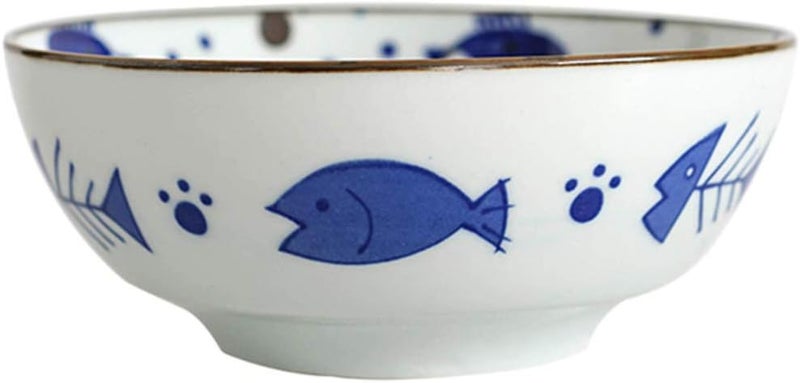 woobles Japanese Style Ramen Bowl Ceramic Bowl Asian Bowls Rice Bowl Salad Bowl Fruit Dessert Bowl Soup Bowl Noodle Bowl Serving Dish for Appetizer Salad SnackCeramic Serving Bowl Blue - Image 1