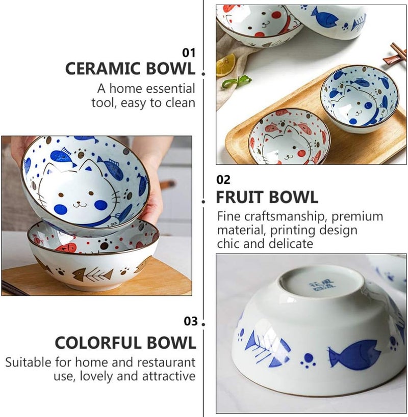 woobles Japanese Style Ramen Bowl Ceramic Bowl Asian Bowls Rice Bowl Salad Bowl Fruit Dessert Bowl Soup Bowl Noodle Bowl Serving Dish for Appetizer Salad SnackCeramic Serving Bowl Blue - Image 4
