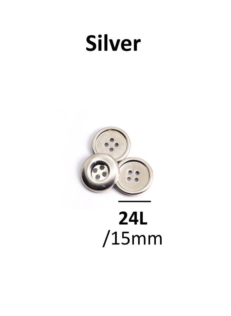 26pcs Round Metal Button Set. Sewing metal Button for Unisex. (Silver Color)  - Image 2