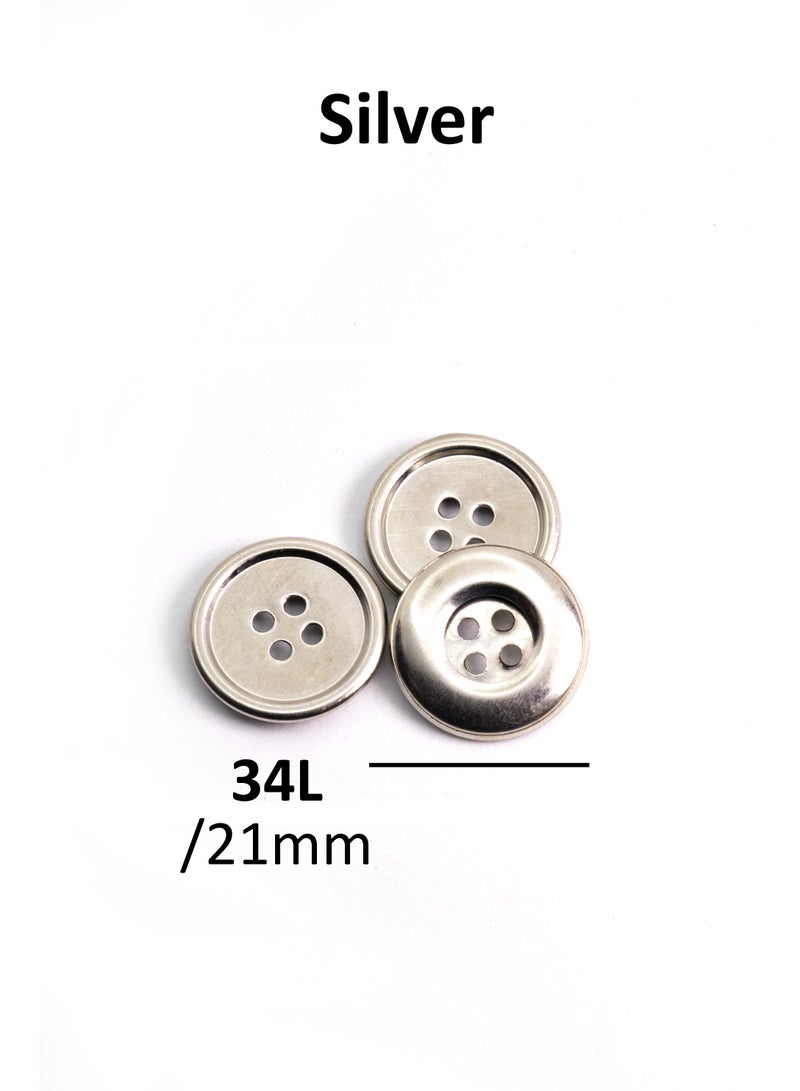 26pcs Round Metal Button Set. Sewing metal Button for Unisex. (Silver Color)  - Image 3