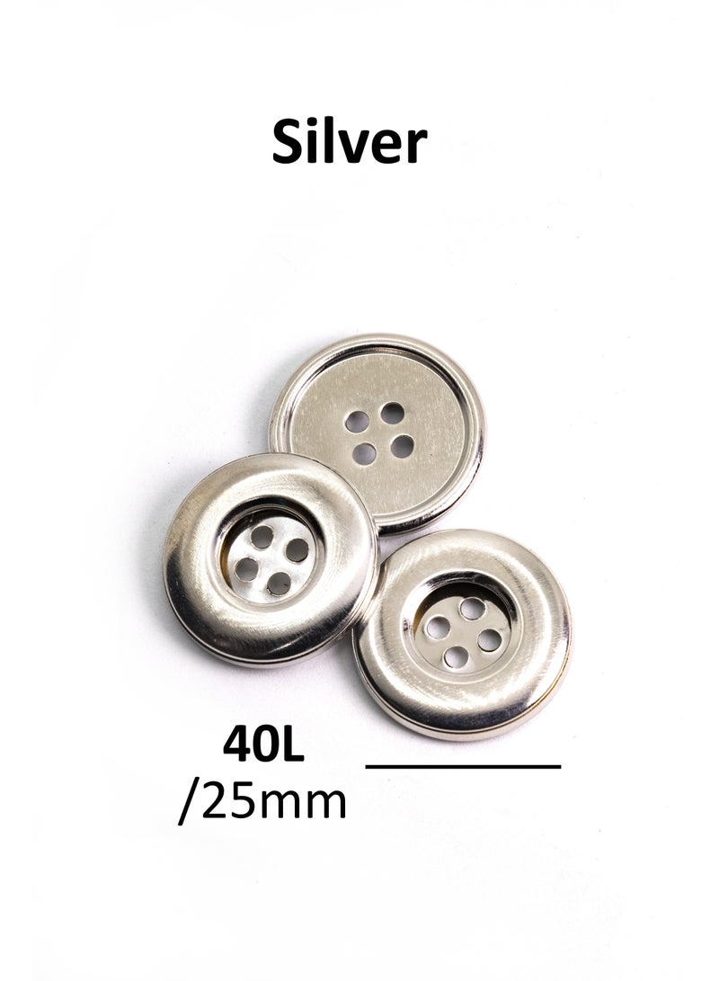 26pcs Round Metal Button Set. Sewing metal Button for Unisex. (Silver Color)  - Image 4