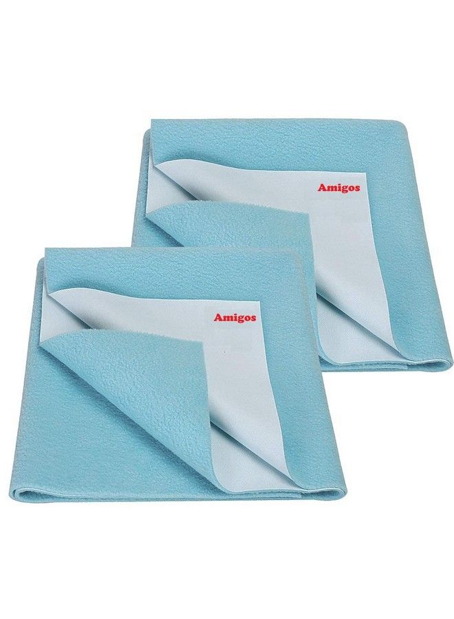 Amigos 2 Pieces Waterproof Baby Bed Protector Dry Sheets For New Born Babies Reusable Mats Cot & Bassinet (Large(140X100Cm) Sky Blue) - Image 2
