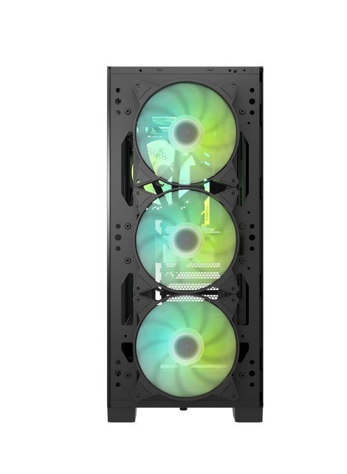 Darkflash DK361 ATX/M-ATX/Mini ITX Mesh Type Computer Case With Pre-Installed 4 ARGB Fans, USB 3.0, Tempered Glass Side Panel, Supports Up to 360mm Radiators - Gaming PC Case - Image 5