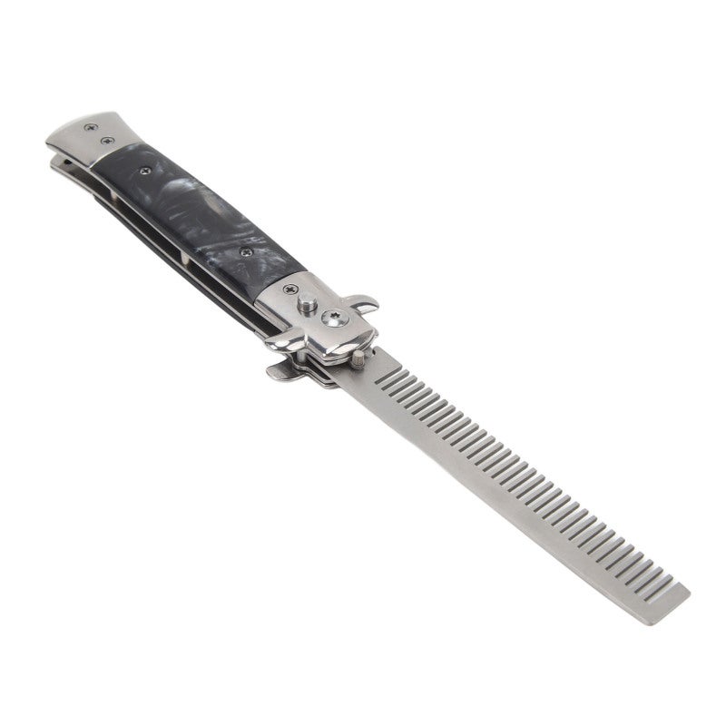 Switchblade Comb Men Automatic Push Button Foldable Pocket Oil Hair Comb for Hair Beard Moustache Wardmaster - Image 2