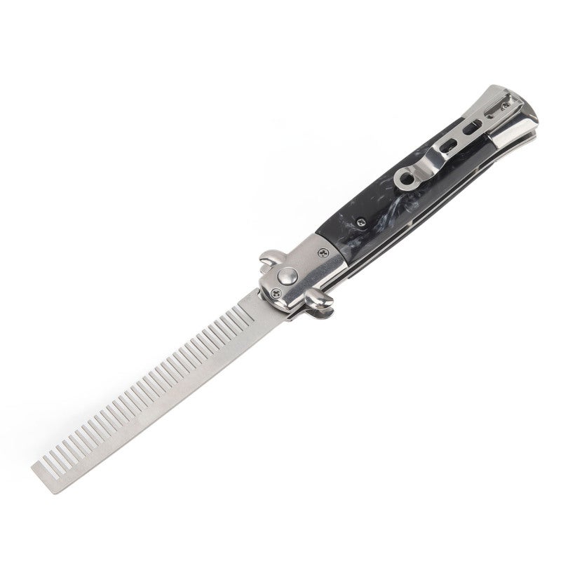 Switchblade Comb Men Automatic Push Button Foldable Pocket Oil Hair Comb for Hair Beard Moustache Wardmaster - Image 5