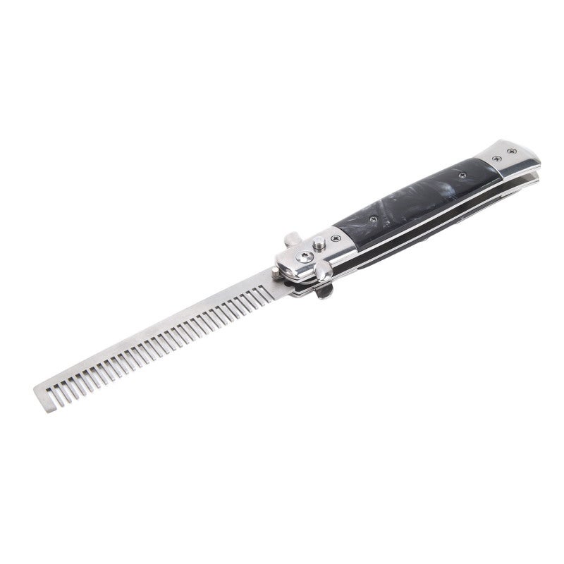 Switchblade Comb Men Automatic Push Button Foldable Pocket Oil Hair Comb for Hair Beard Moustache Wardmaster - Image 1