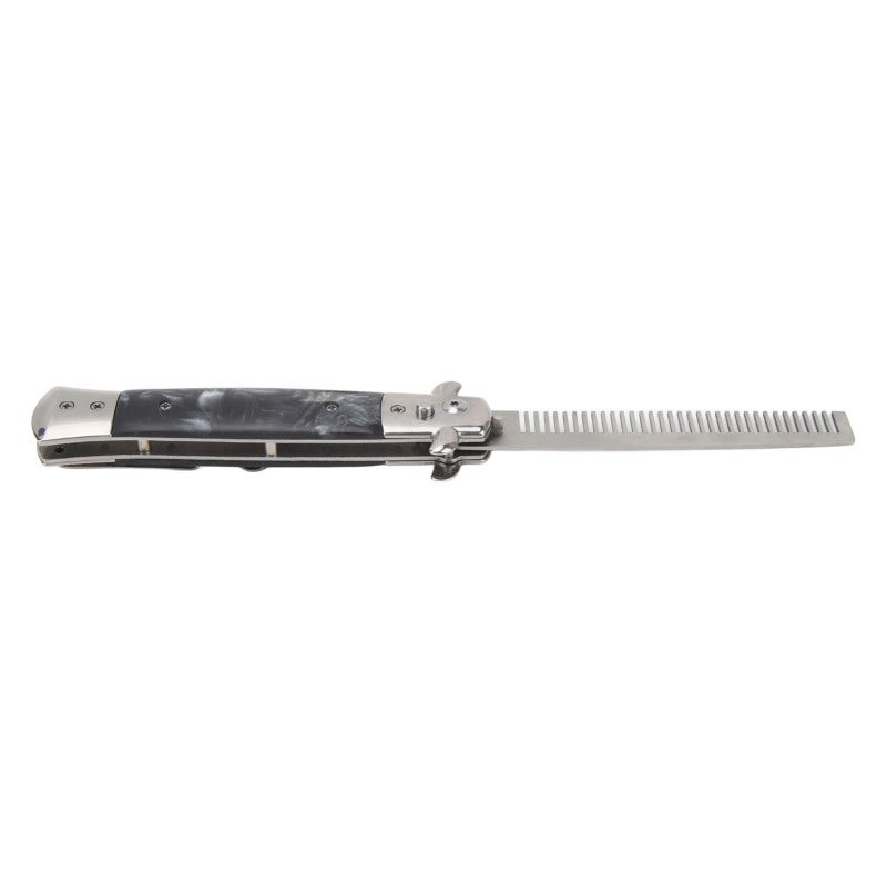 Switchblade Comb Men Automatic Push Button Foldable Pocket Oil Hair Comb for Hair Beard Moustache Wardmaster - Image 3