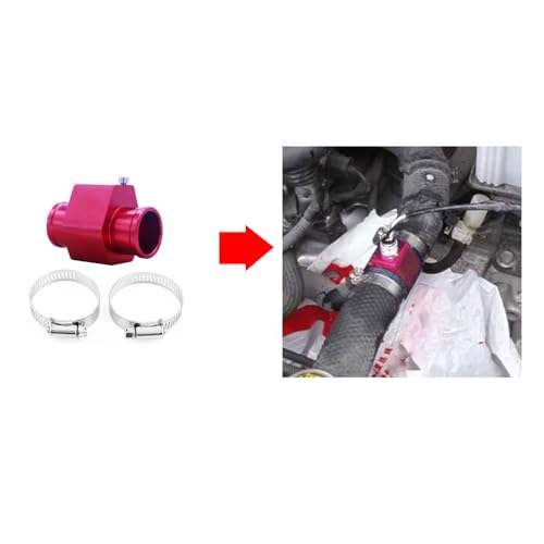 LZKZPY Universal Water Temp Joint Pipe Water Temp Temperature Joint Pipe Sensor Gauge Radiator Hose Adapter, (Red, 26mm) - Image 4
