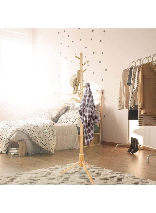 Ash & Roh Ash & Roh® Wooden Tree Coat Rack with 3 Adjustable Sizes, 8 Hooks, Free Standing Solid Coat Hanger Stand for Clothes, Garment, Hats, Umbrellas, Scarves in Hallway (Primary)  - Image 4