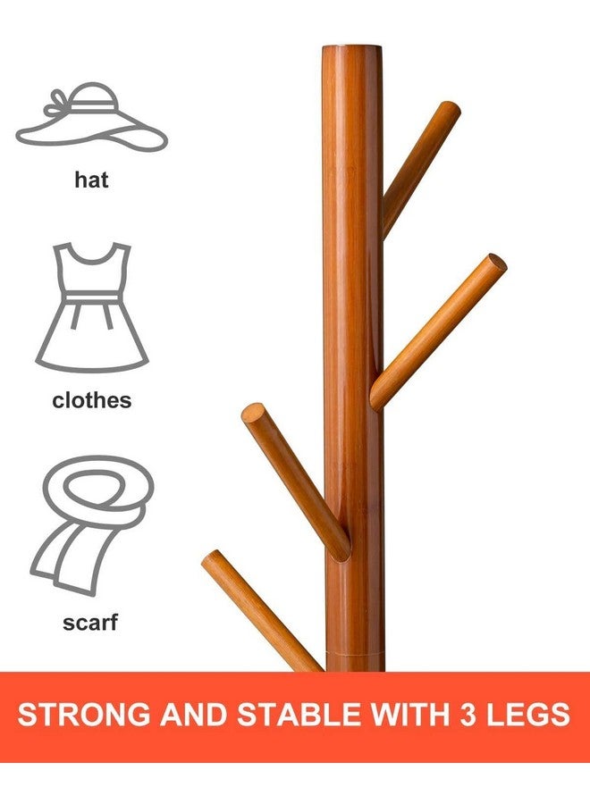 Ash & Roh Ash & Roh® Wooden Tree Coat Rack with 3 Adjustable Sizes, 8 Hooks, Free Standing Solid Coat Hanger Stand for Clothes, Garment, Hats, Umbrellas, Scarves in Hallway (Primary)  - Image 3