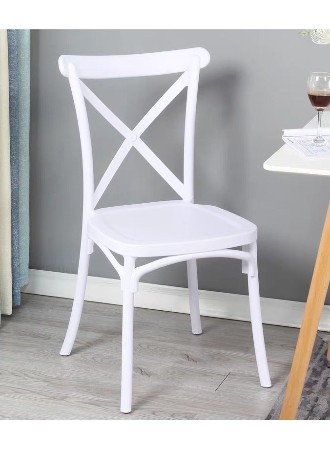 لاني كرسي قابل للتجميع معالجة الحقن كرسي ترفيه بلاستيكي ذو ساق ثابتة خارجي/داخلي خارجي/داخلي كرسي باتيو/حديقة ماء/مقاوم للشمس كرسي طعام (قطعة واحدة بيضاء) - Image 1