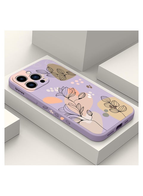 iPhone 13 Pro Max Case Flower Butterfly Cute Astronaut Design Phone Cover Soft Microfiber Lining Slim Liquid Silicone 13 Pro Max Case-Light Purple 2