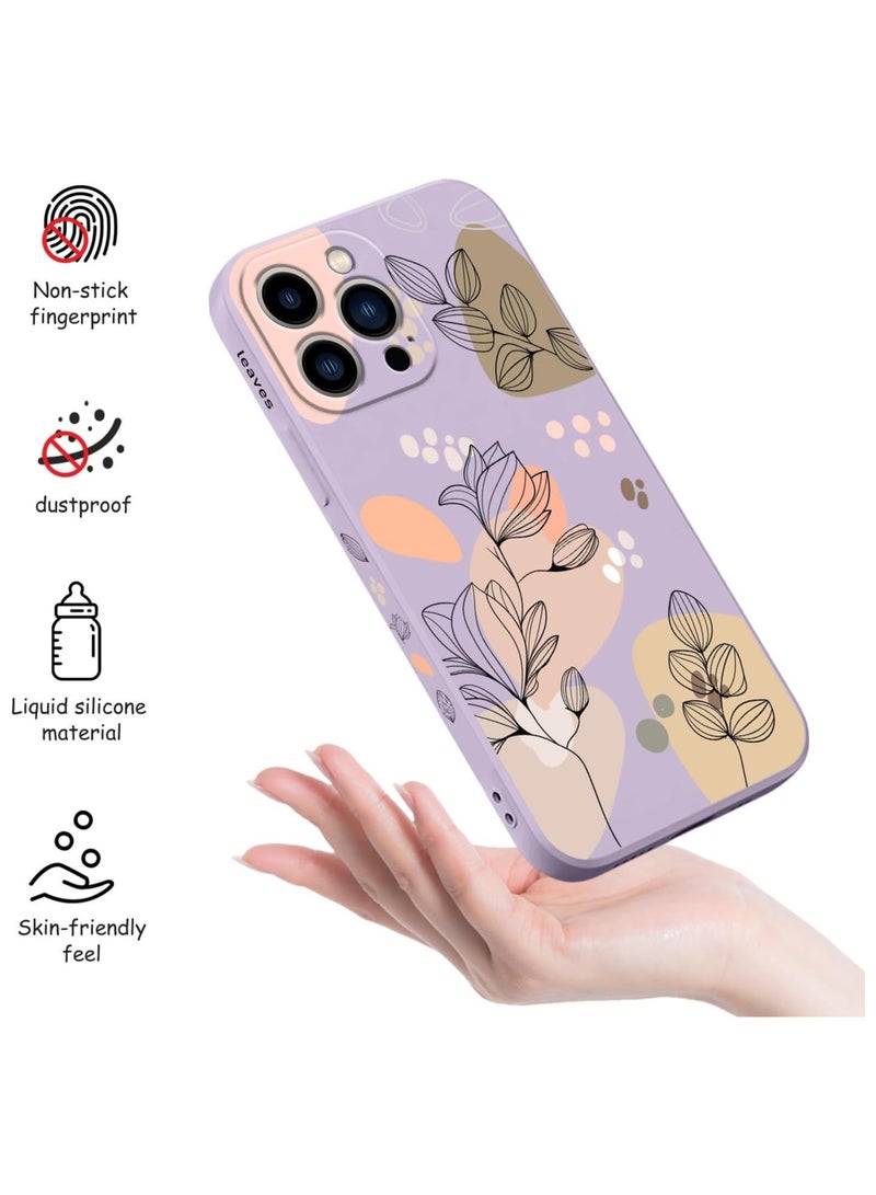 غطاء هاتف iPhone 13 Pro Max بتصميم زهرة فراشة فضائية لطيفة، مع بطانة من الألياف الدقيقة الناعمة وهيكل سائل سيليكون رفيع. الغطاء متوفر باللون الأرجواني الفاتح. - Image 4