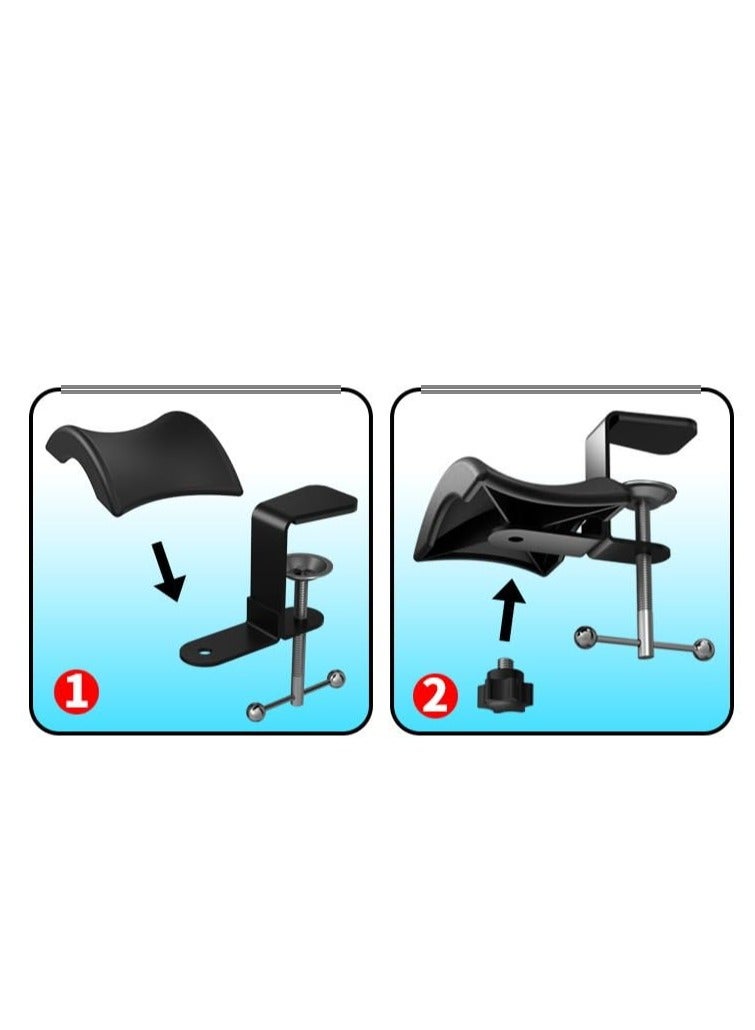 SYOSI Headphone Headset Holder Hanger, 1PACK Universal Gaming Headphones Stand, Mount Under Desk Hook Clip with Adjustable Clamp for Most Headphone, Black - Image 3
