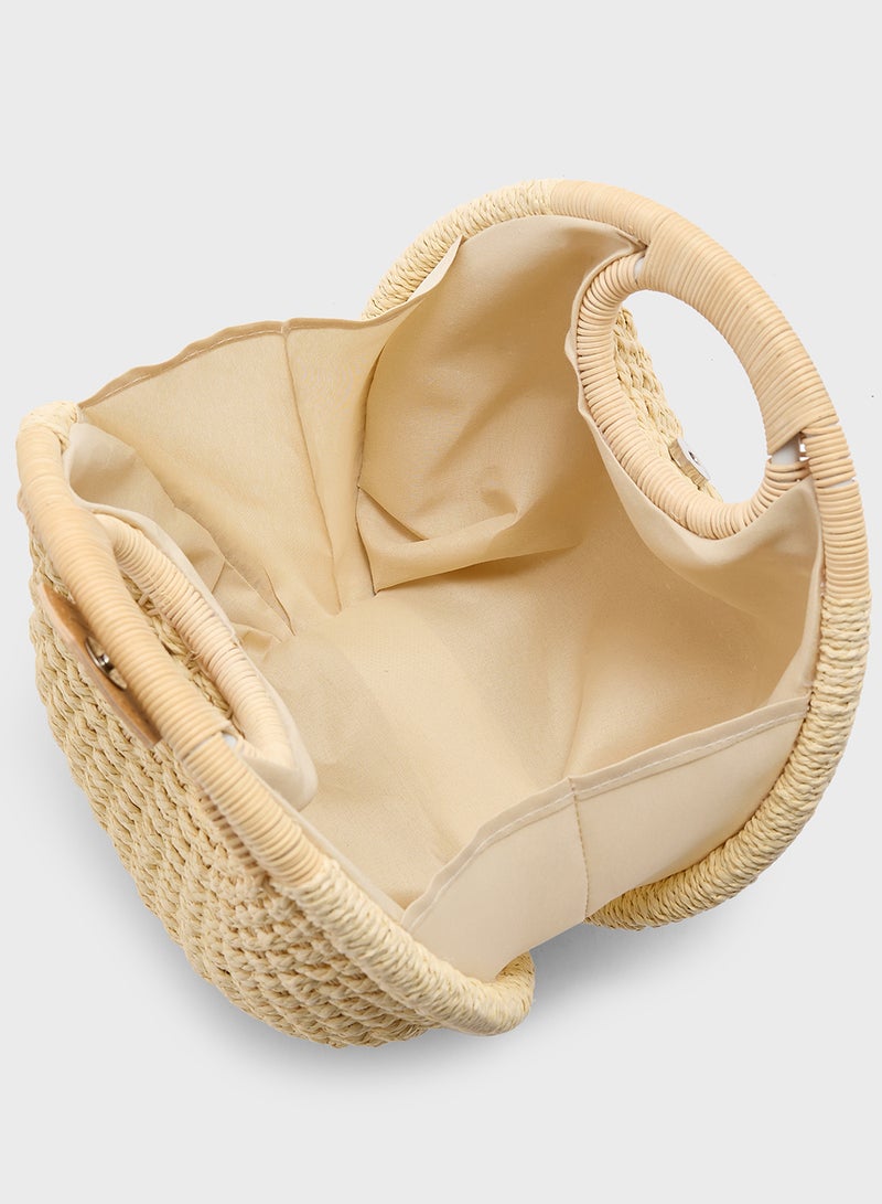 ايلا حقيبة ساتشيل من الرافيا المنسوجة - Image 5