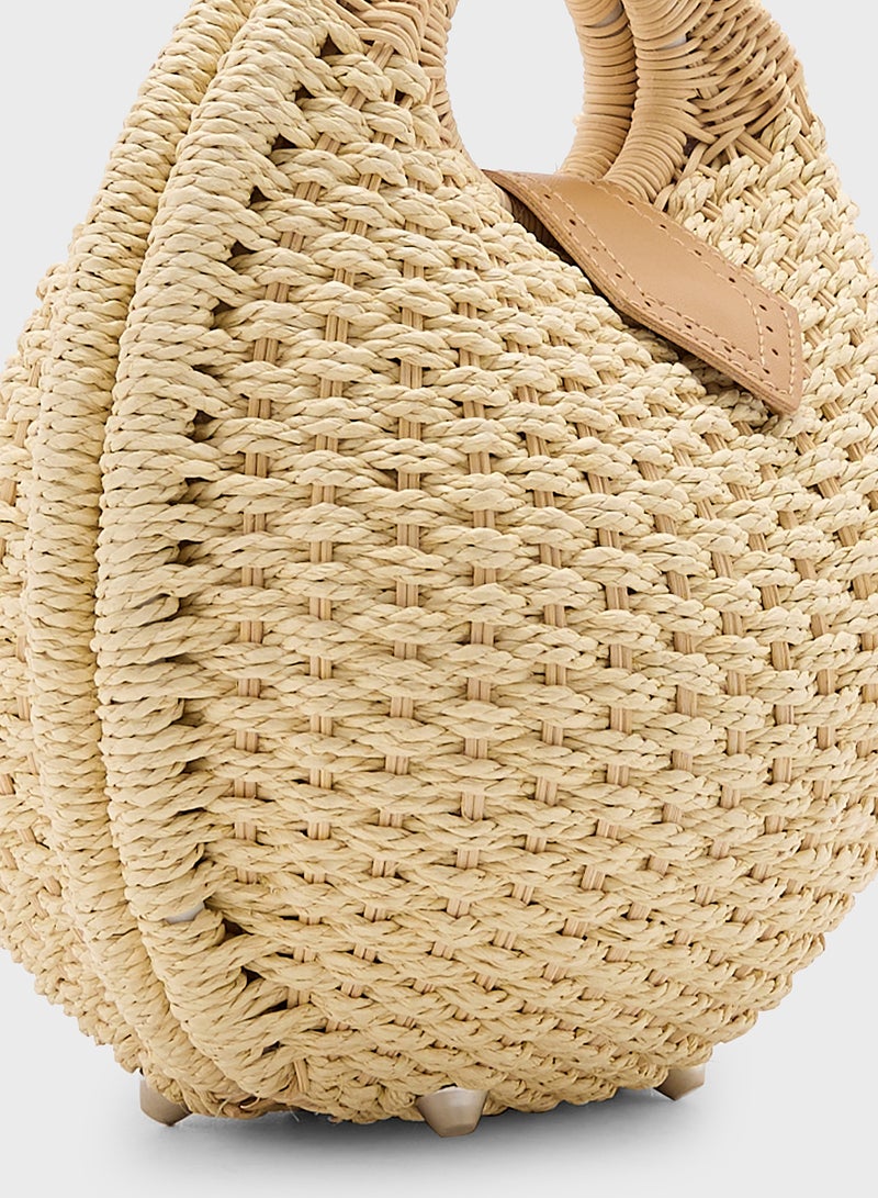 ايلا حقيبة ساتشيل من الرافيا المنسوجة - Image 4