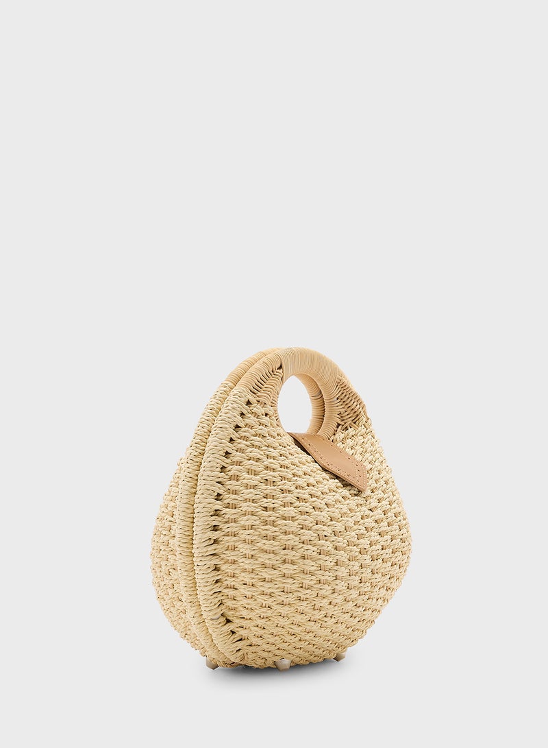 ايلا حقيبة ساتشيل من الرافيا المنسوجة - Image 3