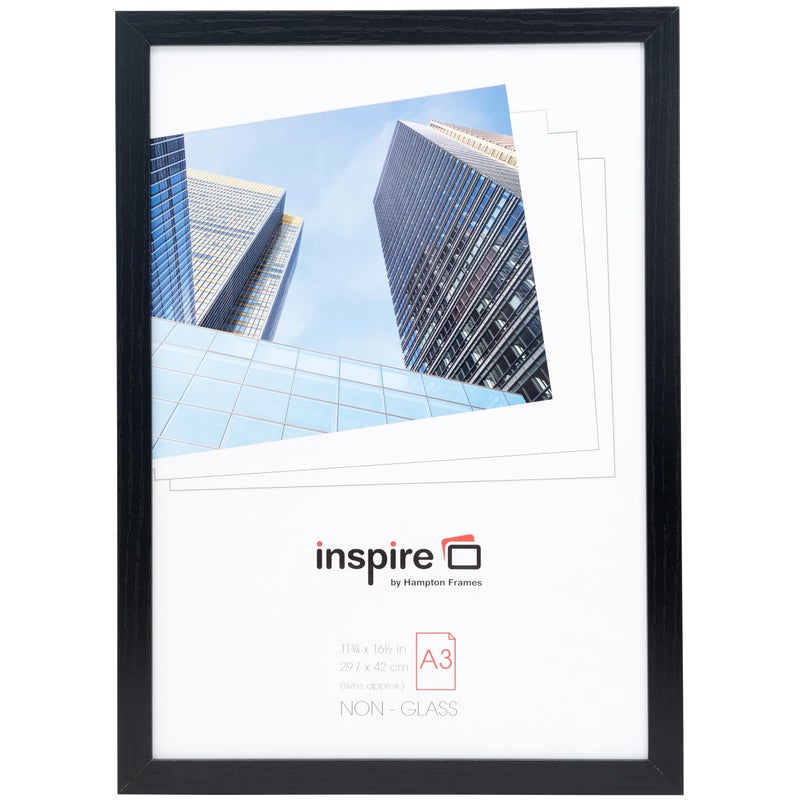 Hampton Frames OXFORD A3 297 x42cm Black Picture Poster Photo Frame Acrylic Non Glass OXFA3NG1PK