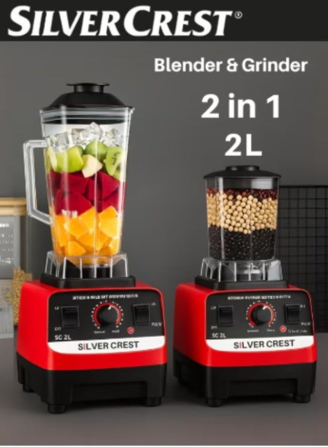 SILVER CREST Juicer Mixer Blender  Smoothie Maker 2L Containers Steel Blades Ice Crush Function Multi Mill Grinder Chopper Countertop Food Blender Accessories mixer grinder juicer machine food processors[Sc-1589] - Image 4