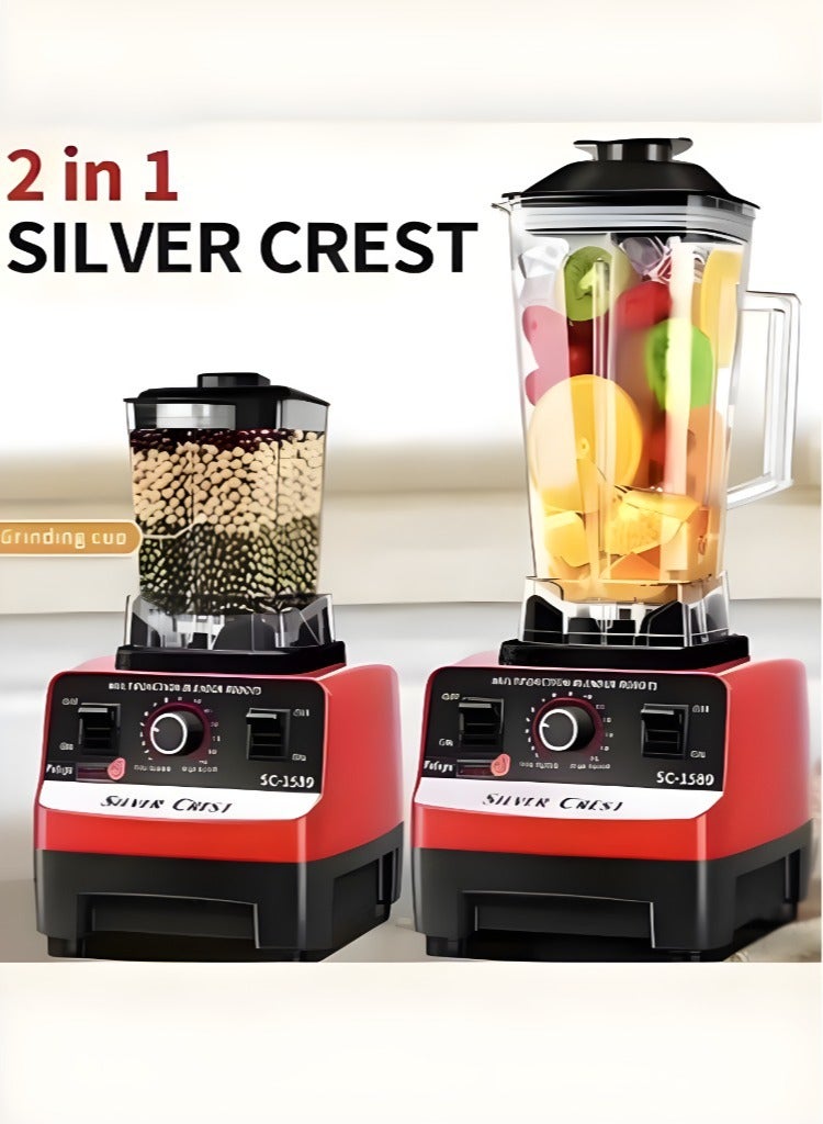 SILVER CREST Juicer Mixer Blender  Smoothie Maker 2L Containers Steel Blades Ice Crush Function Multi Mill Grinder Chopper Countertop Food Blender Accessories mixer grinder juicer machine food processors[Sc-1589] - Image 1