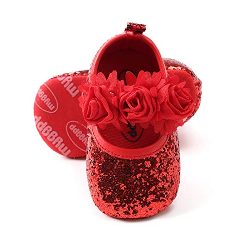 OAISNIT Baby Girl Mary Jane Flats Sparkly Soft Infant Princess Dress Crib Shoes with Headband - Image 5