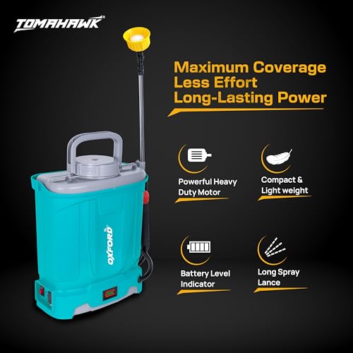 Tomahawk Oxford® ELE-0512 12V Battery Operated Sprayer 5L | Built-in 1.3Ah Battery | 1.2–2.2 L/Min Flow | 0.4MPa Pressure 4 Nozzles, Extendable Lance, Battery Indicator Agriculture & Garden Sprayer - Image 3