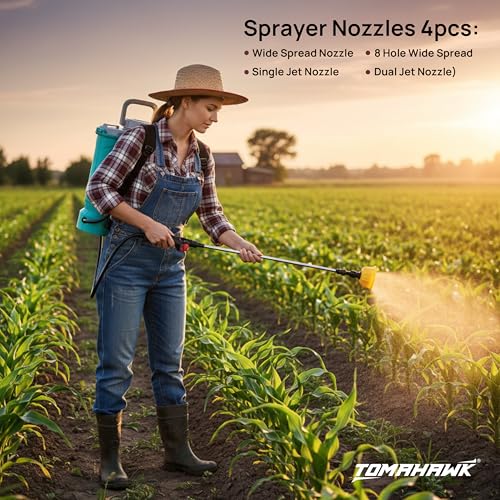 Tomahawk Oxford® ELE-0512 12V Battery Operated Sprayer 5L | Built-in 1.3Ah Battery | 1.2–2.2 L/Min Flow | 0.4MPa Pressure 4 Nozzles, Extendable Lance, Battery Indicator Agriculture & Garden Sprayer - Image 5