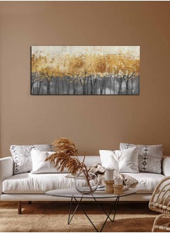 LOWHA Framed Canvas Wall Art Stretched Over Wooden Frame, Panorama Orientation Abstract Marble Painting, For Home, Living Room, Office Décor  - Image 1