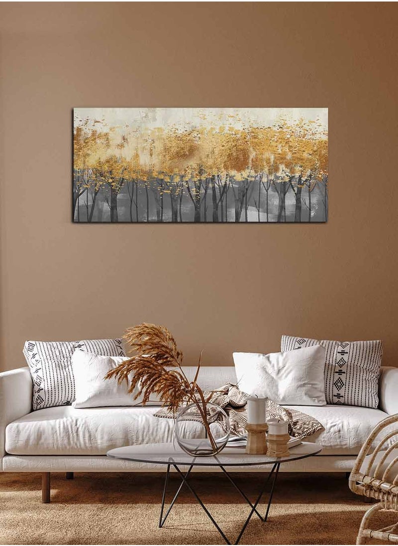 LOWHA Framed Canvas Wall Art Stretched Over Wooden Frame, Panorama Orientation Abstract Marble Painting, For Home, Living Room, Office Décor  - Image 1