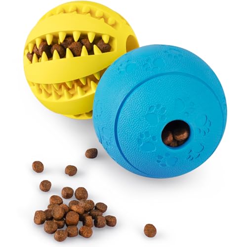 HIPPIH Dog Puzzle Toys 2 Pack, Dog Enrichment Toys for Large Dogs & Small Dogs, Puppy Balls for Treat Dispensing, Durable Balls for Teeth Cleaning/IQ Training/Chewing - Image 1