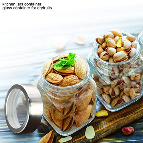 Vency Piramal Glass Cubical Square Transparent Glass Jars & Containers for Kitchen Pantry, Snacks, Masala, Jams, Pickles, Cookies, Dry Fruits, Coffee Beans Storage with Lid (600ml, Set Of 6) - Image 5
