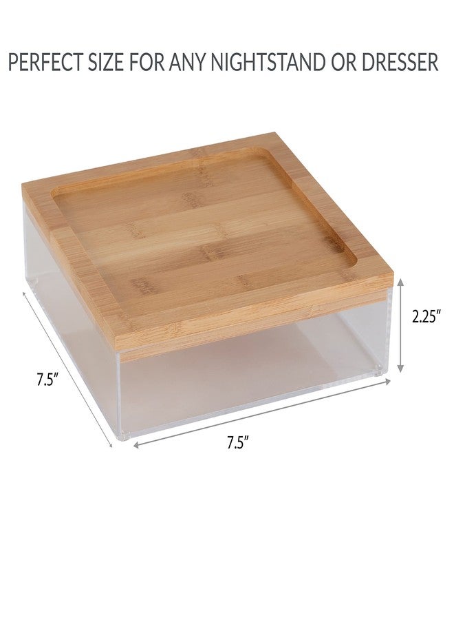 Simplify Large Square Bamboo Organizer | See-Through | Jewelry | Makeup | Cosmetics | Accessories | Bathroom & Bedroom | Vanity & Countertop | Lidded Boxes | Super Clear - Image 5
