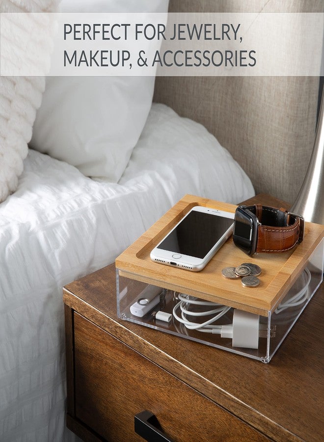 Simplify Large Square Bamboo Organizer | See-Through | Jewelry | Makeup | Cosmetics | Accessories | Bathroom & Bedroom | Vanity & Countertop | Lidded Boxes | Super Clear - Image 3