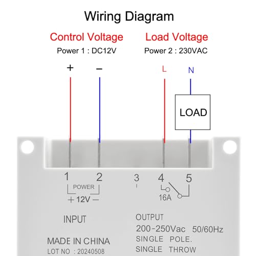 Heschen Digital LCD Power Weekly Programmable Timer Relay Switch, CN101A, DC12V 16Amp, SPST - Image 3