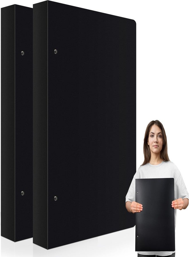 Resholder 2 Pcs 11"x17" Binder Poly Panel 3 Ring Binder Featuring 1" D Ring Black Fit 11" x 17" Paper Size for Store Artwork Poster Paper PP Material - Image 1