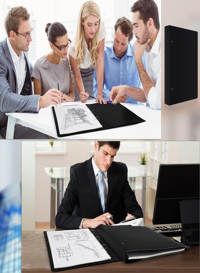 Resholder 2 Pcs 11"x17" Binder Poly Panel 3 Ring Binder Featuring 1" D Ring Black Fit 11" x 17" Paper Size for Store Artwork Poster Paper PP Material - Image 5
