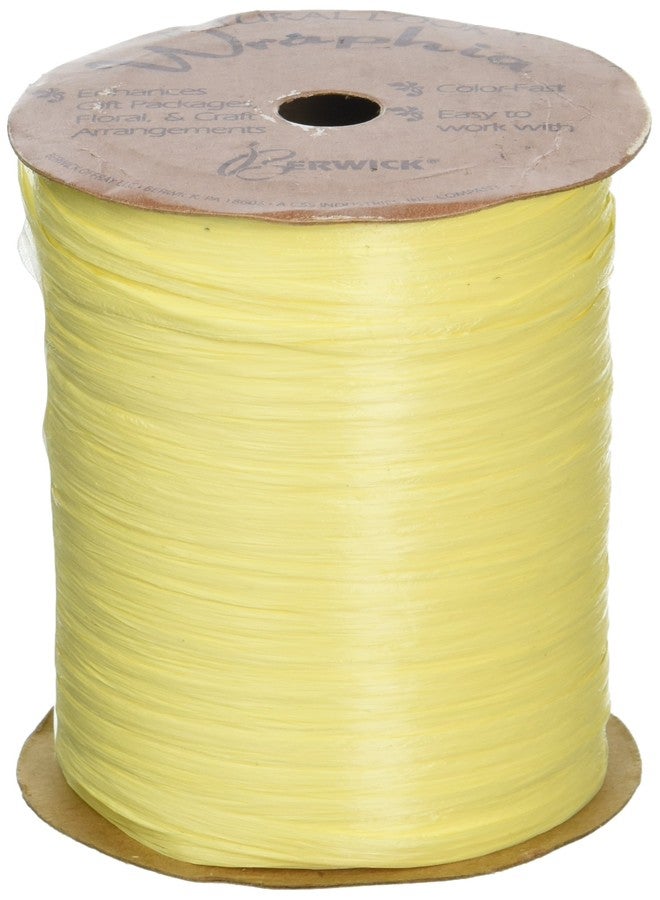 Berwick Craft Matte 1/4'' Wide Raffia Ribbon, Yellow, 100 Yards - Image 1