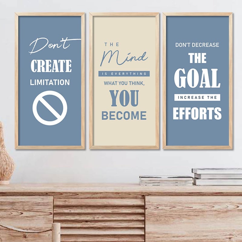 kotart Quotes Wall Dcor Paintings Quotes Wall Dcor Poster With Frames Wall Hanging Paintings For Office Living Room Bedroom Motivational Quotes Poster With Frame Set of 3 10X19 INCH A - Image 1