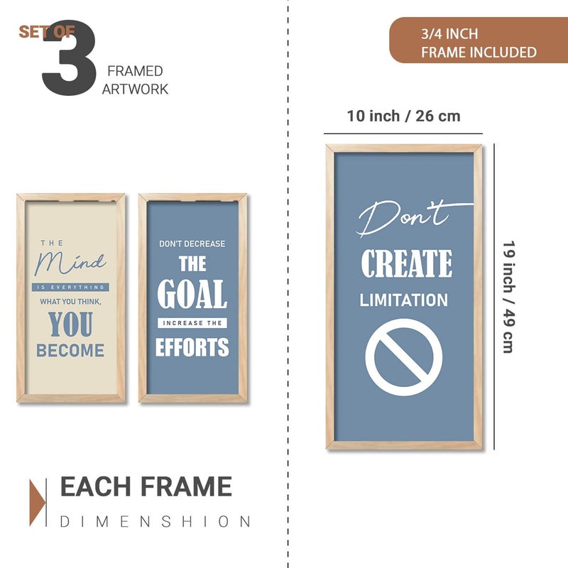 kotart Quotes Wall Dcor Paintings Quotes Wall Dcor Poster With Frames Wall Hanging Paintings For Office Living Room Bedroom Motivational Quotes Poster With Frame Set of 3 10X19 INCH A - Image 2