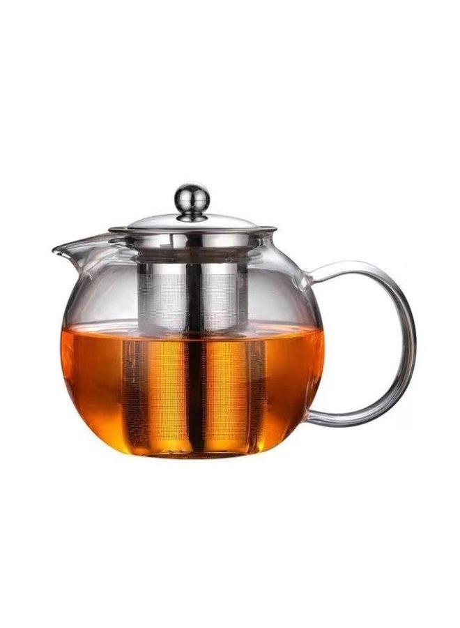 BERAM Glass Teapot with Removable Stainless Steel Infuser, 650ml Trunkless Borosilicate Tea Kettle, Stovetop Safe Handcrafted Clear Teapot for Loose Leaf Tea, Herbal & Blooming Tea