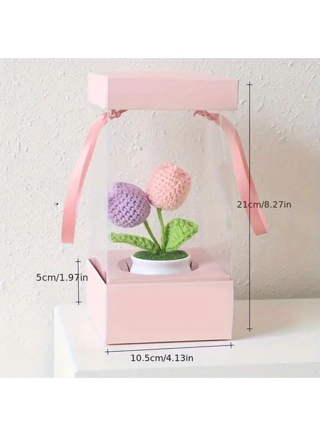 Champagne Color Flower Box 5pcs Portable Handheld Transparent Gift Bouquet - Image 4