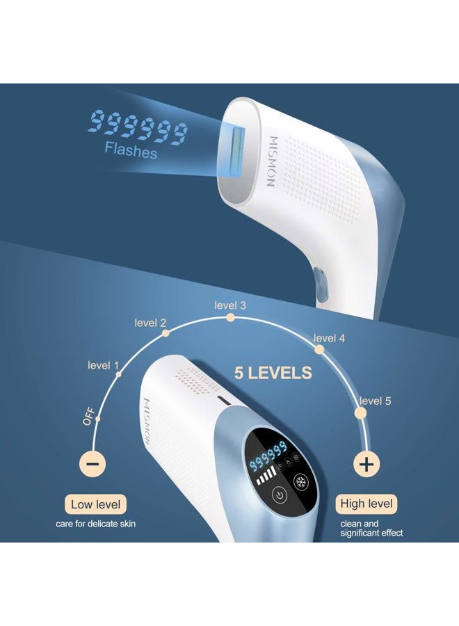 MiSMON إزالة الشعر بالليزر للنساء والرجال، ترقية إزالة الشعر الدائمة IPL مع 999999 ومضة وطبق تبريد بالثلج جهاز إزالة الشعر للاستخدام المنزلي لمنطقة البيكيني، الساقين، الذراعين، الإبطين، واستخدام الجسم - Image 3
