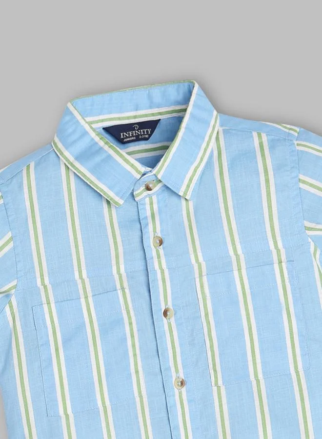 Infinity Kids Blue Striped Short Sleeve Shirt