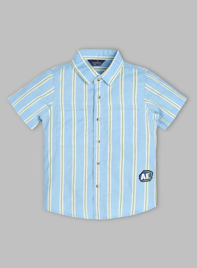 Infinity Kids Blue Striped Short Sleeve Shirt
